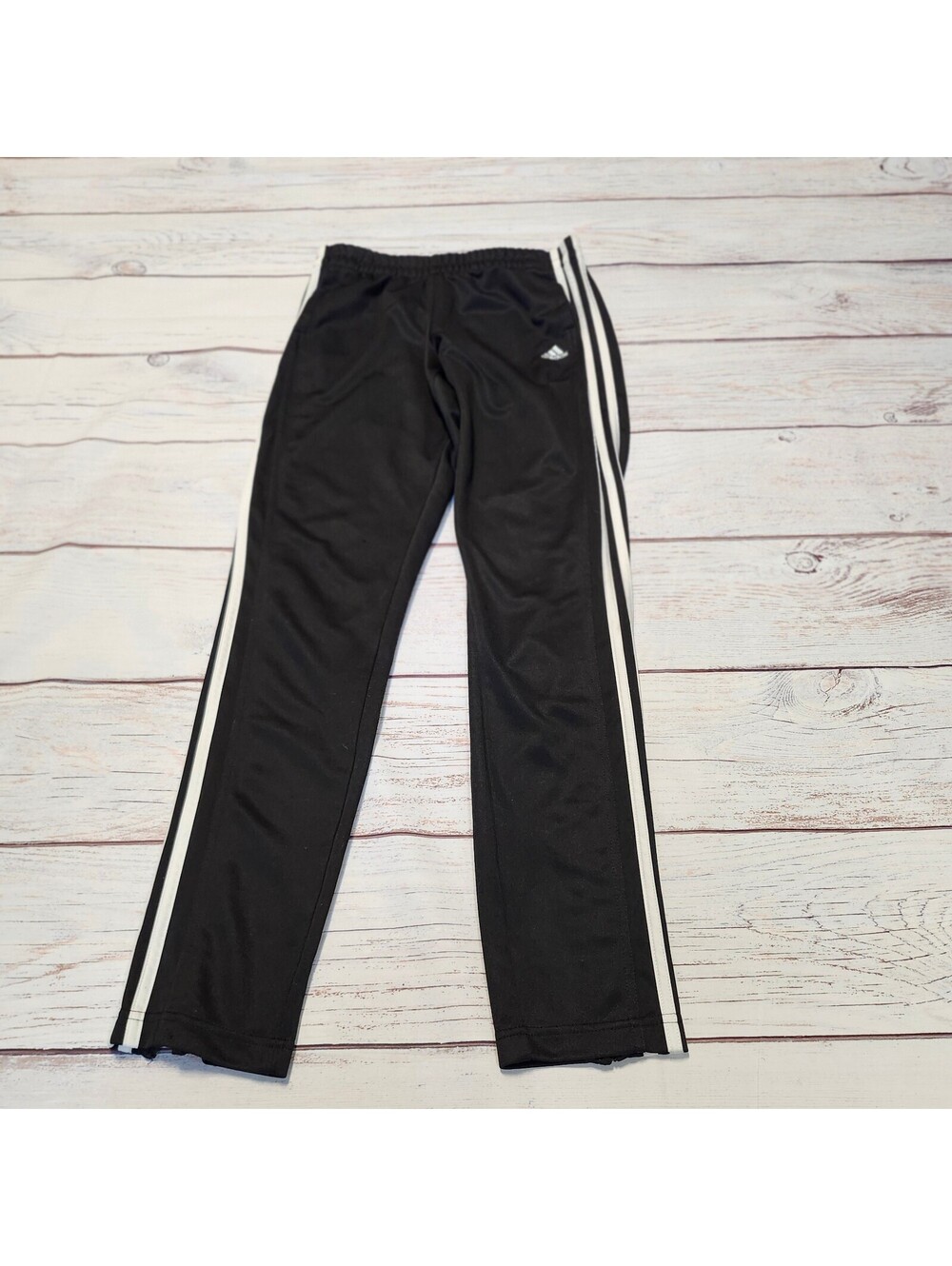 Adidas Black Track Pants with White Stripes Size Small